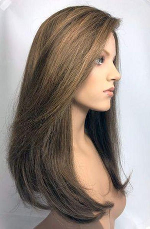 Long 16" Human Hair Topper 3/4 Demi - Cap Wig Look of Love 267 - H - Image Maker Wigs Online