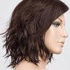 Anima | Mini Lace Front Mono Crown Heat-Friendly Synthetic Wig by Ellen Wille | Edgy Beach Waves, Blunt Fringe, Petite Average Fit - DARK-CHOCOLATE-MIX