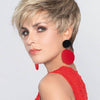 Point Wig by Ellen Wille – Edgy Asymmetrical Cut, Mono Crown, Lightweight Synthetic - POINT by ELLEN WILLE in SAND MULTI ROOTED 24.14.12 | Lightest Brown and Medium Ash Blonde Blend with Light Brown Roots